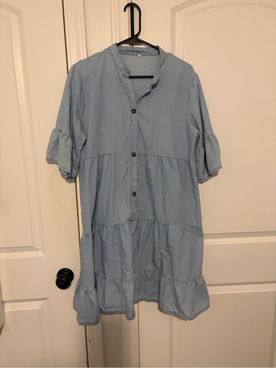Dresses & Skirts - Light Blue Tiered Button-Front Dress
